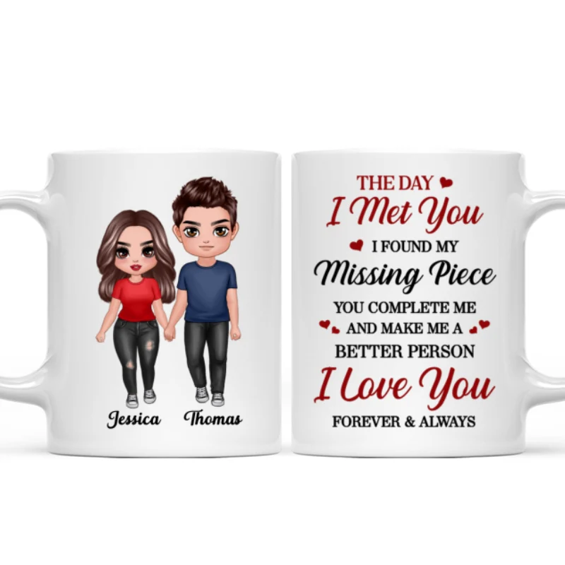 Doll Couple Standing Found My Missing Piece Gift For Him For Her Mug - Image 3