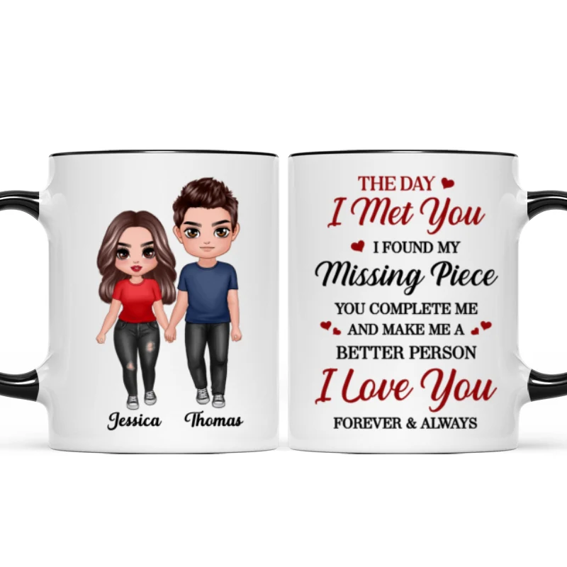 Doll Couple Standing Found My Missing Piece Gift For Him For Her Mug - Image 4