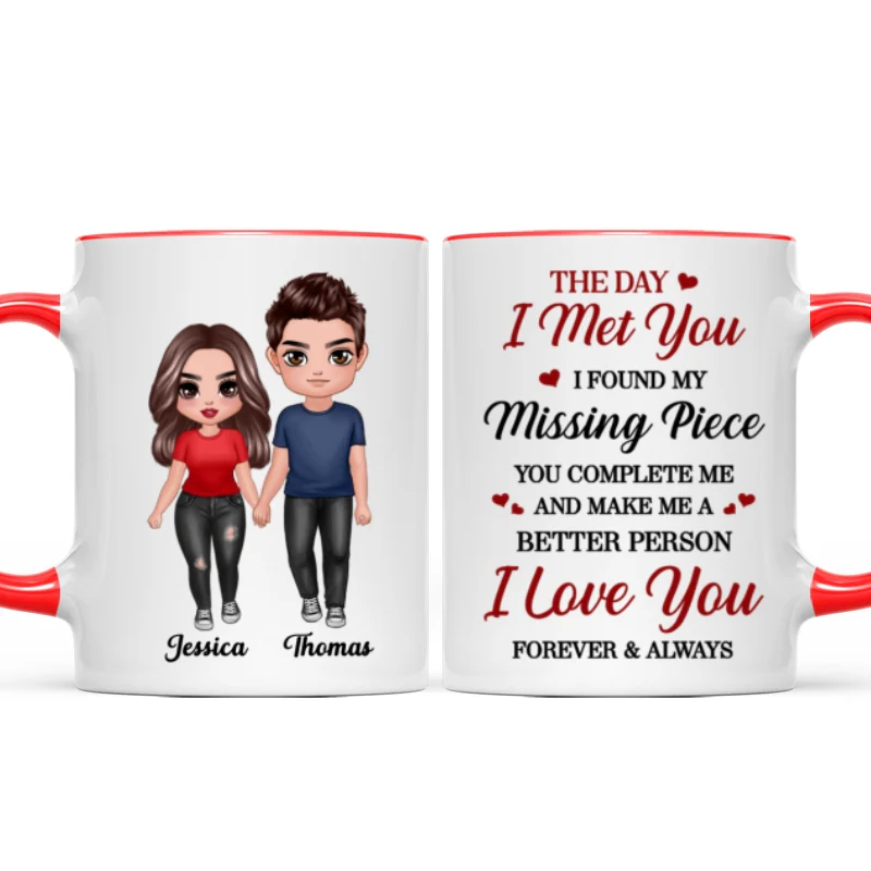 Doll Couple Standing Found My Missing Piece Gift For Him For Her Mug - Image 6