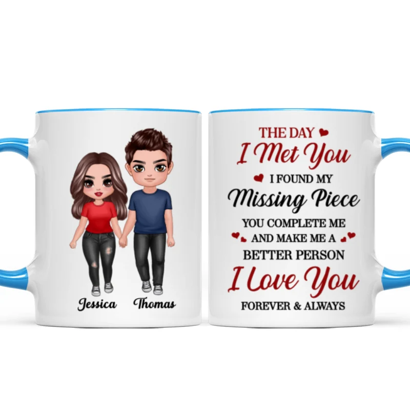 Doll Couple Standing Found My Missing Piece Gift For Him For Her Mug - Image 7