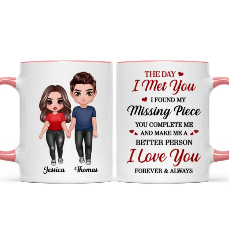 Doll Couple Standing Found My Missing Piece Gift For Him For Her Mug - Image 8