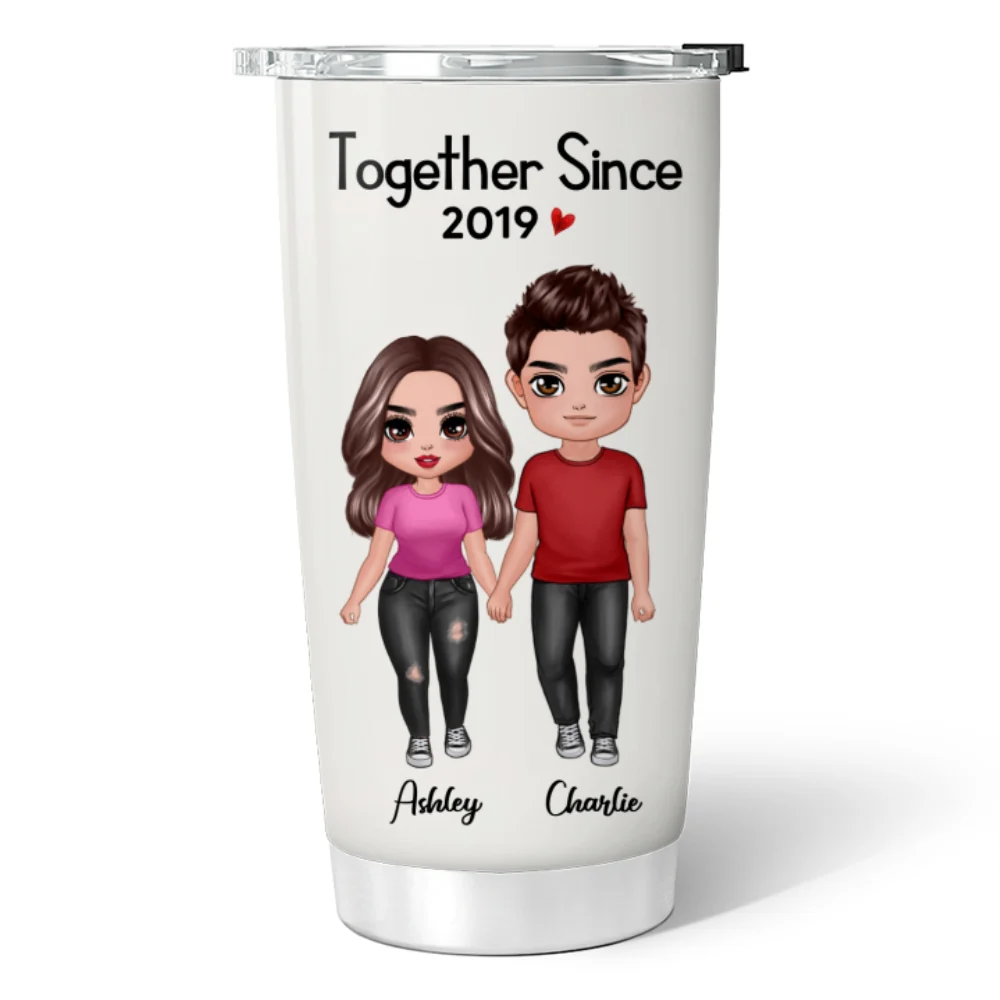 Doll Couple Standing Gift For Him For Her Personalized Tumbler - Image 5