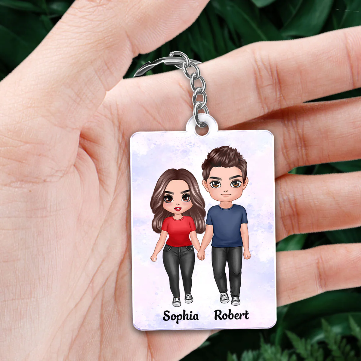 Doll Couple Standing The Day I Met You Personalized Acrylic Keychain - Image 2