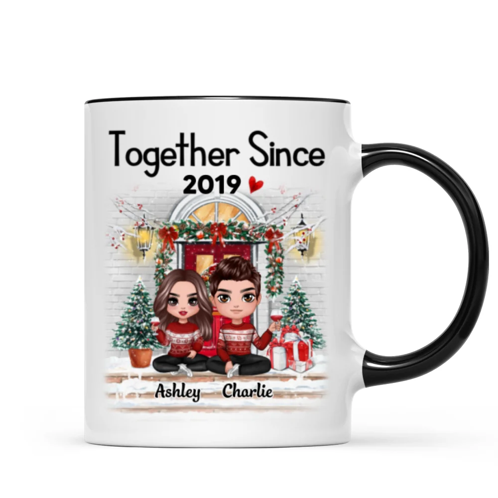 Doll Couple Together Since Front Porch Christmas Personalized Mug - Image 2