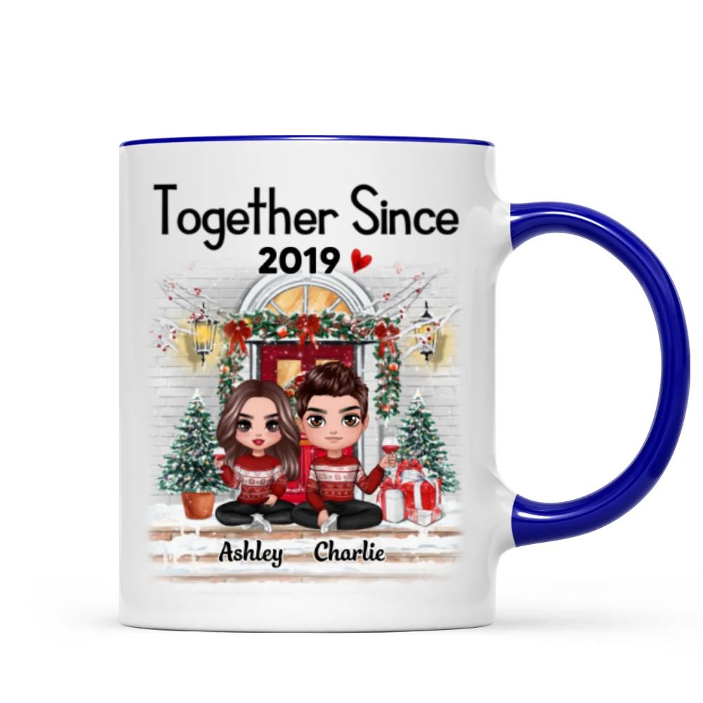 Doll Couple Together Since Front Porch Christmas Personalized Mug - Image 3
