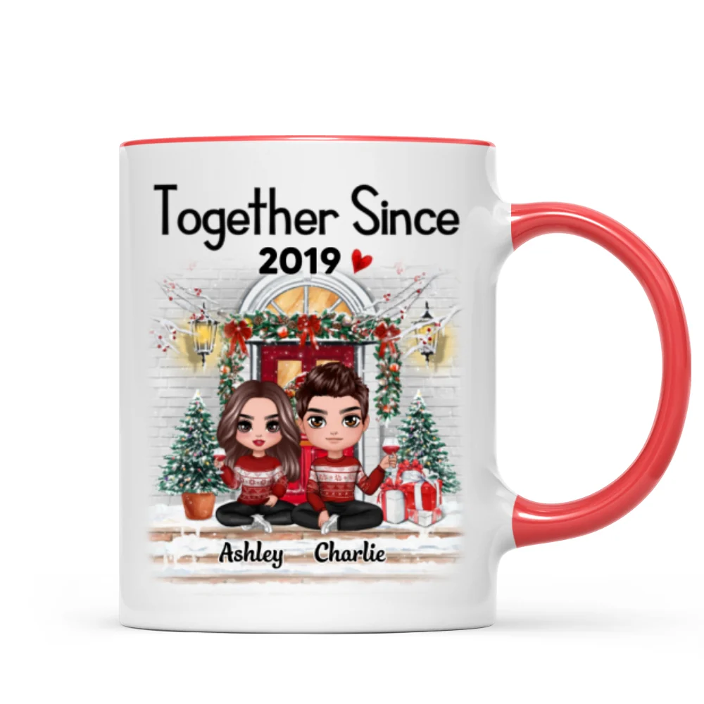 Doll Couple Together Since Front Porch Christmas Personalized Mug - Image 4
