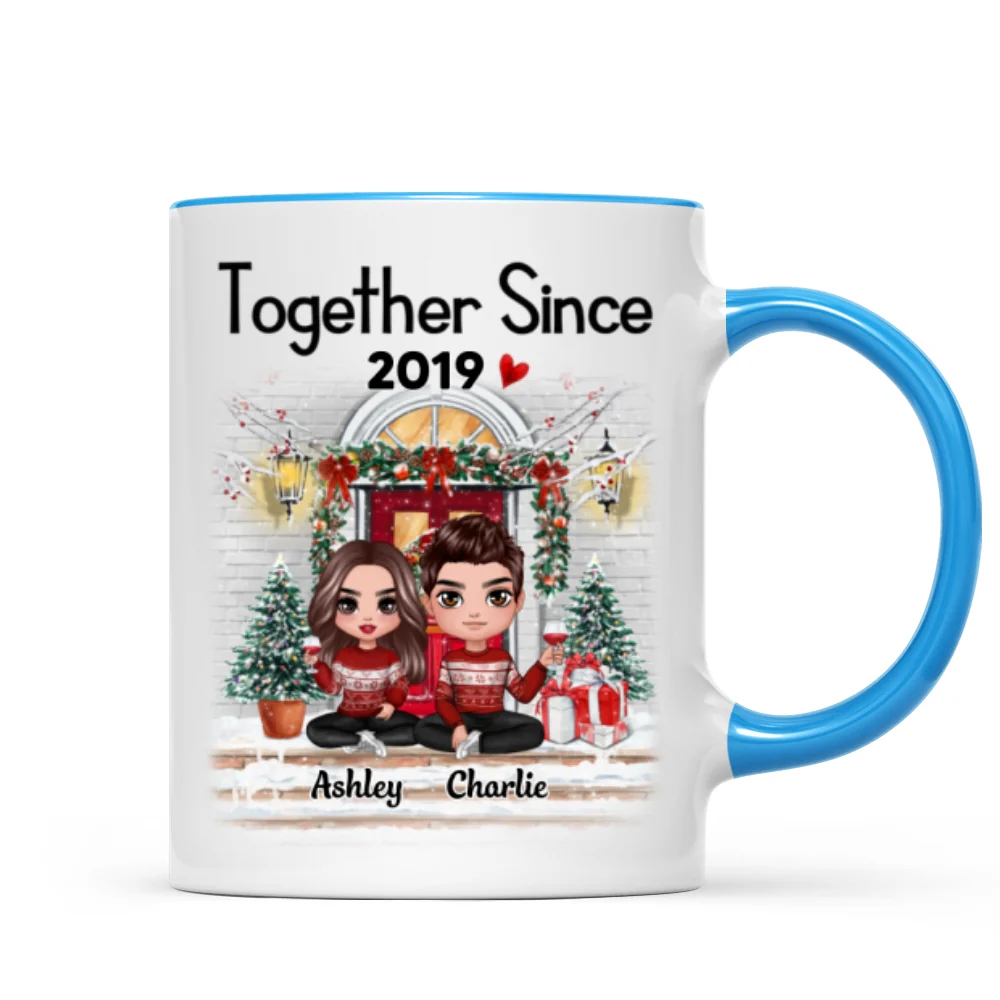 Doll Couple Together Since Front Porch Christmas Personalized Mug - Image 5