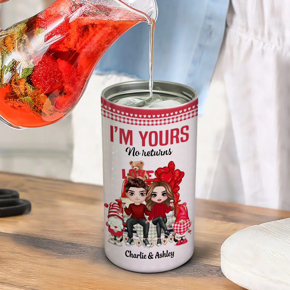 Doll Couple Truck Back View Personalized 4 In 1 Can Cooler - Image 4