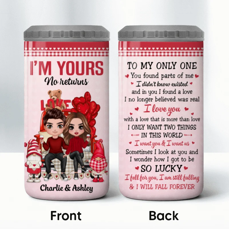 Doll Couple Truck Back View Personalized 4 In 1 Can Cooler - Image 8