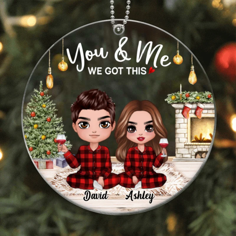 Doll Couple Wearing Pajamas In House Personalized Acrylic Ornament - Image 4