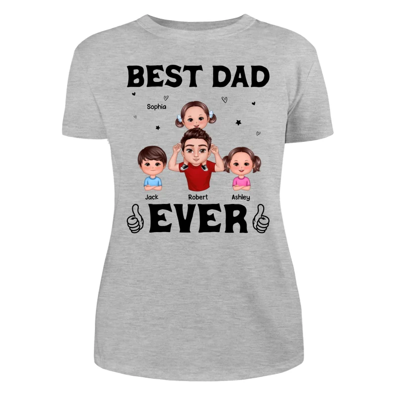 Doll Dad And Kid Piggy Back Best Dad Ever Personalized Shirt - Image 10
