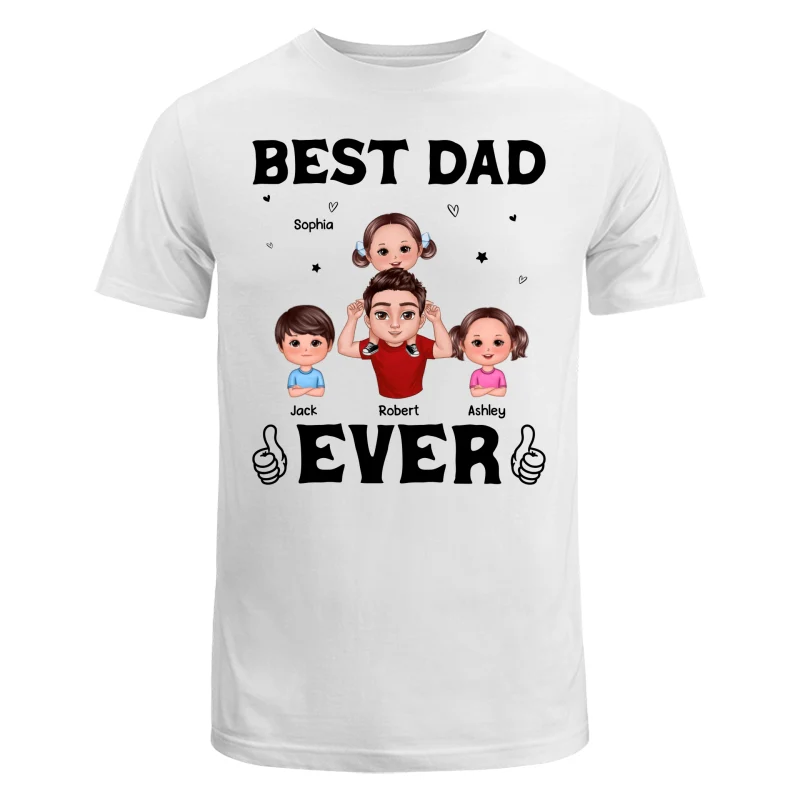 Doll Dad And Kid Piggy Back Best Dad Ever Personalized Shirt - Image 5