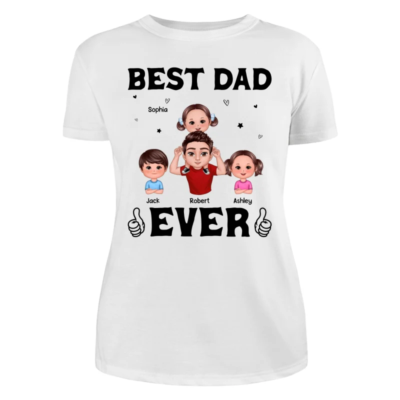 Doll Dad And Kid Piggy Back Best Dad Ever Personalized Shirt - Image 9
