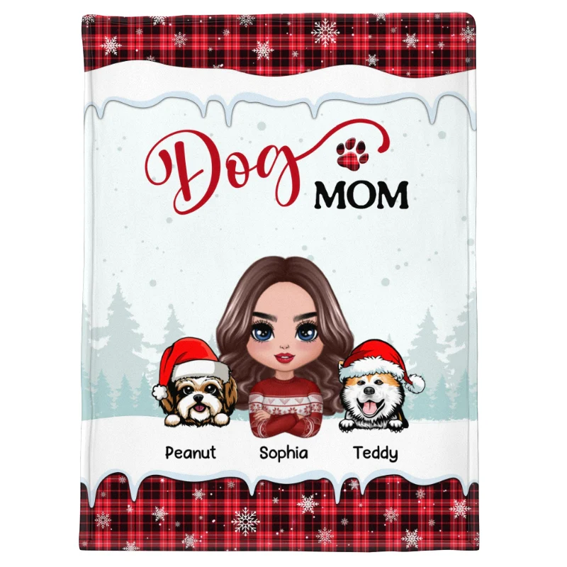 Doll Dog Mom Christmas Personalized Fleece Blanket - Image 5