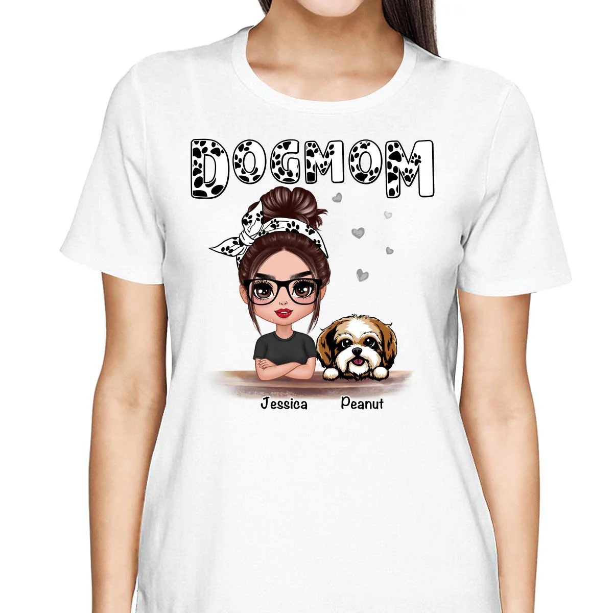 Doll Dog Mom Paw Pattern Personalized Shirt - Image 2