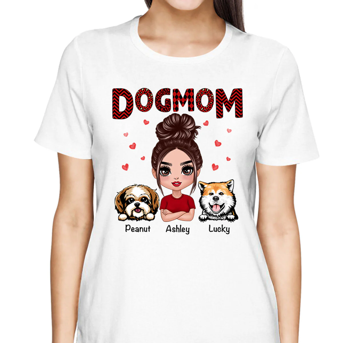 Doll Dog Mom Red Pattern Personalized Shirt - Image 2
