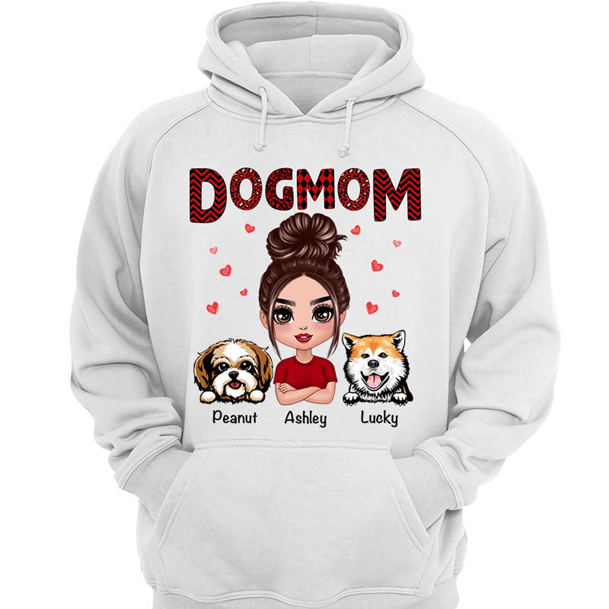 Doll Dog Mom Red Pattern Personalized Shirt - Image 3