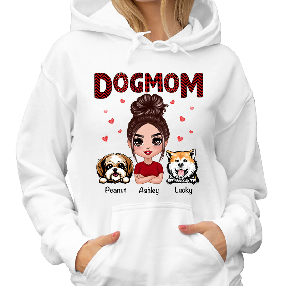 Doll Dog Mom Red Pattern Personalized Shirt - Image 4