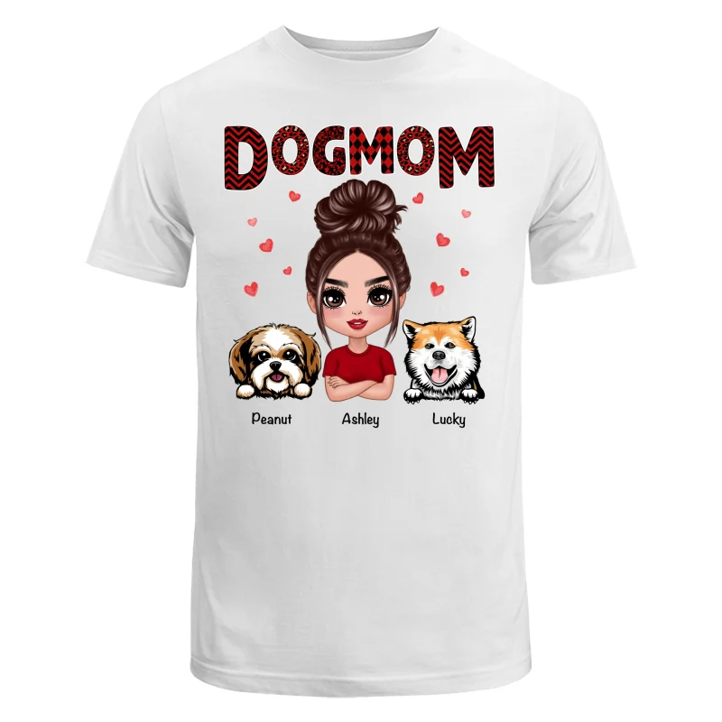 Doll Dog Mom Red Pattern Personalized Shirt - Image 5