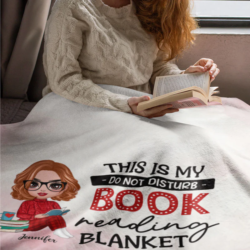 Doll Girl My Do Not Disturb Book Reading Personalized Blanket - Image 5