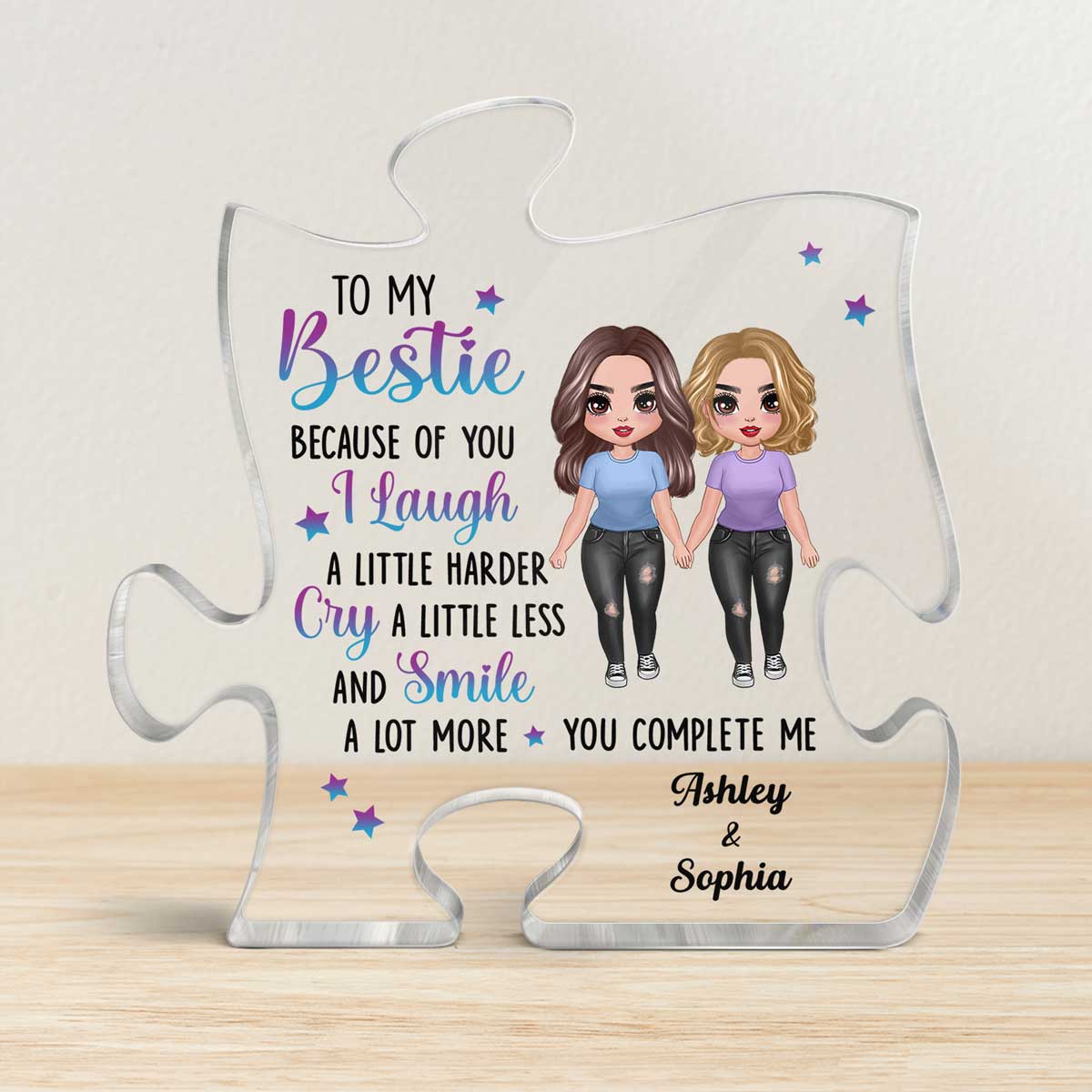 Doll Girls To My Bestie Gift For Best Friends Personalized Puzzle Acrylic Plaque