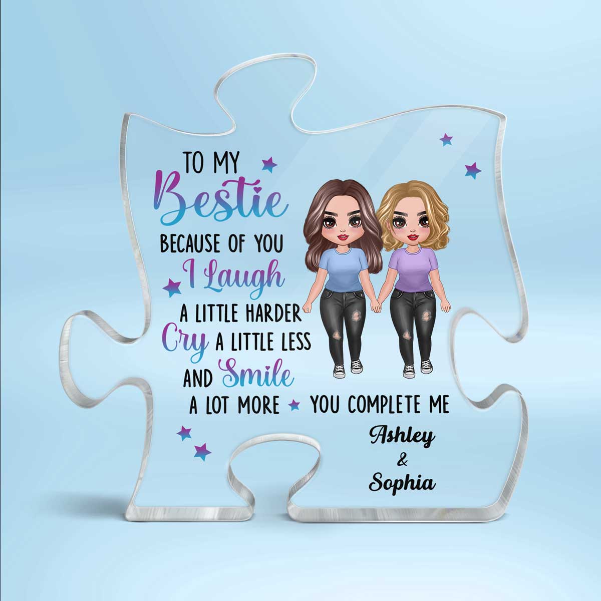 Doll Girls To My Bestie Gift For Best Friends Personalized Puzzle Acrylic Plaque - Image 2