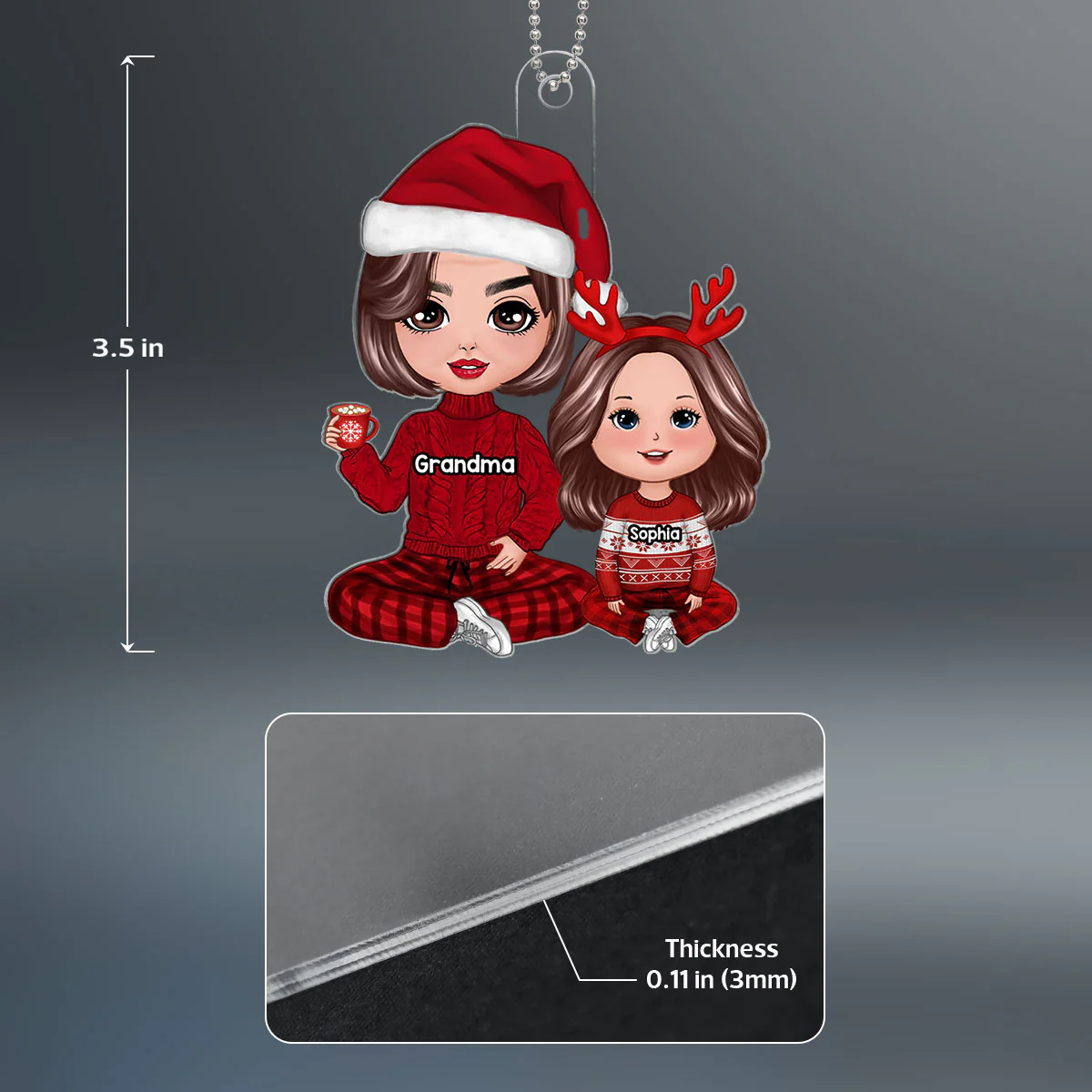 Doll Grandma & Grandkid Sitting Christmas Gift For Granddaughter Grandson Grandchildren Personalized Acrylic Ornament - Image 4