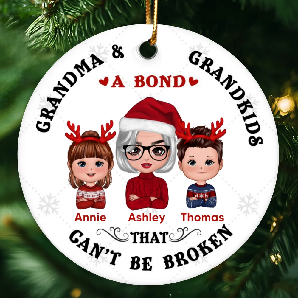 Doll Grandma & Grandkids A Bond That Can‘t Be Broken Personalized Circle Ornament - Image 4