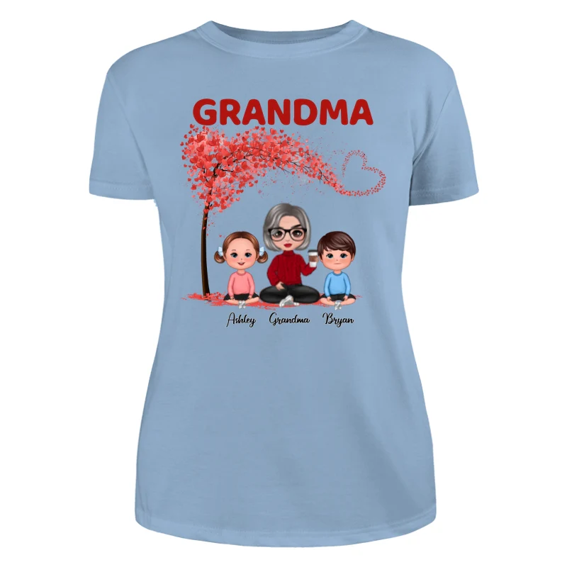 Doll Grandma & Grandkids Under Heart Tree Personalized Shirt - Image 12