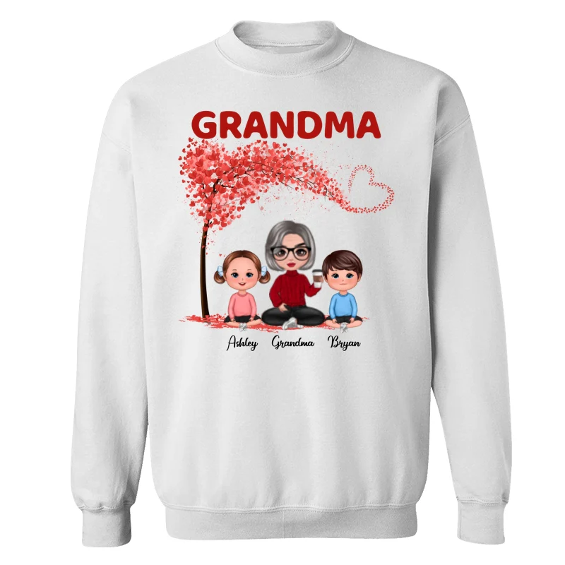 Doll Grandma & Grandkids Under Heart Tree Personalized Shirt - Image 13