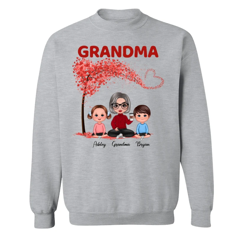 Doll Grandma & Grandkids Under Heart Tree Personalized Shirt - Image 14