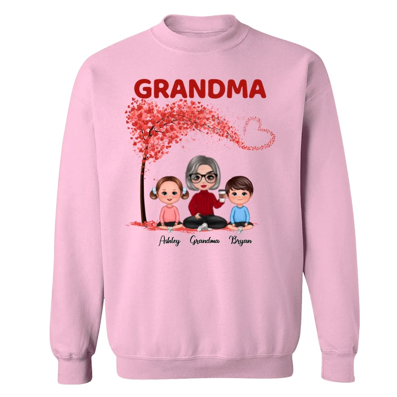 Doll Grandma & Grandkids Under Heart Tree Personalized Shirt - Image 15