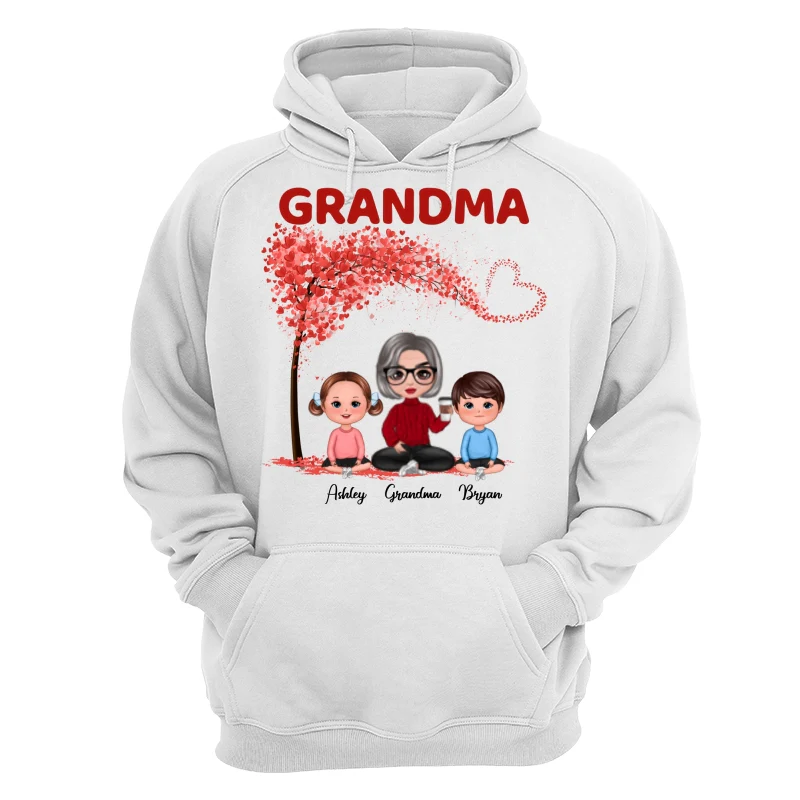 Doll Grandma & Grandkids Under Heart Tree Personalized Shirt - Image 16