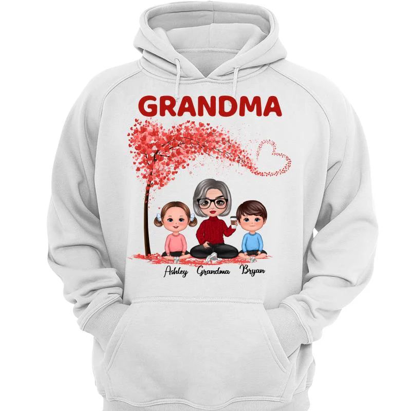 Doll Grandma & Grandkids Under Heart Tree Personalized Shirt - Image 3