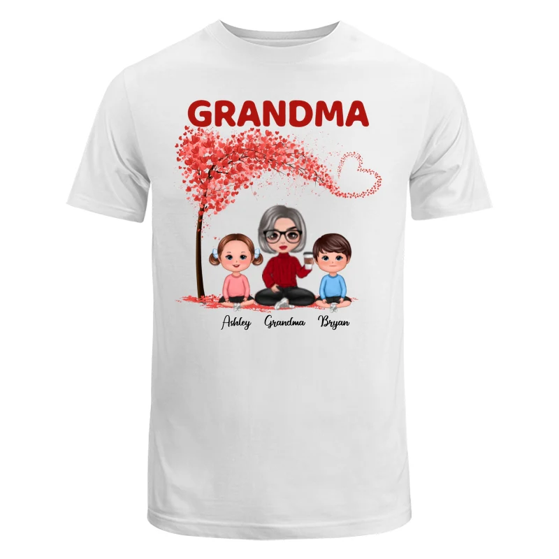 Doll Grandma & Grandkids Under Heart Tree Personalized Shirt - Image 5