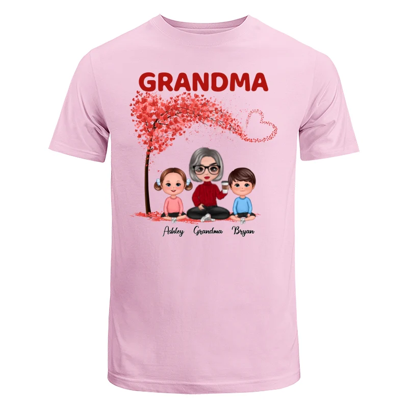 Doll Grandma & Grandkids Under Heart Tree Personalized Shirt - Image 7