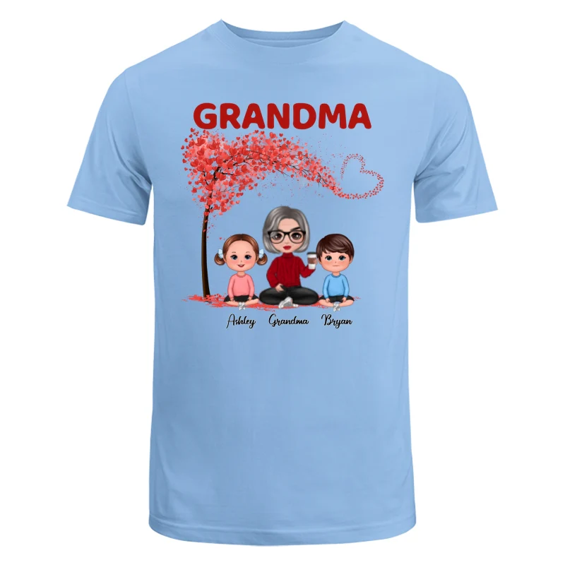 Doll Grandma & Grandkids Under Heart Tree Personalized Shirt - Image 8