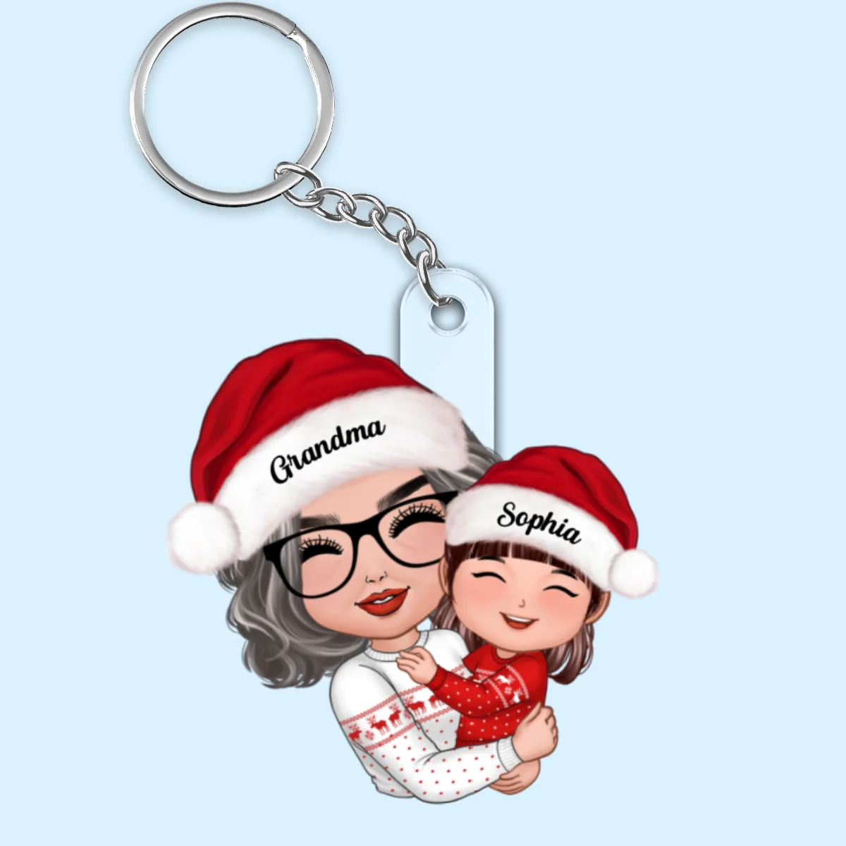Doll Grandma Hugging Kid Christmas Gift For Granddaughter Grandson Personalized Acrylic Keychain - Image 4