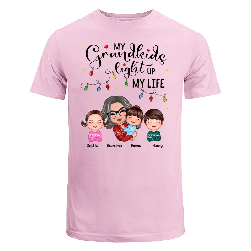 Doll Grandma Hugging Kid My Grandkids Light Up My Life Christmas Personalized Shirt - Image 7
