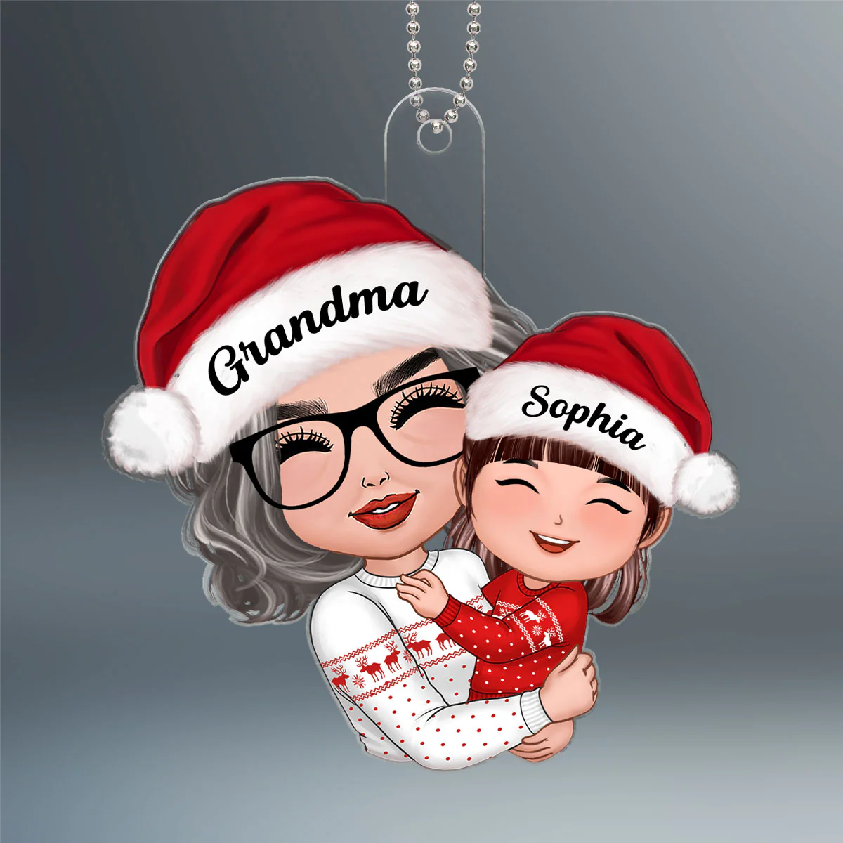 Doll Grandma Mom Hugging Kid Christmas Gift For Granddaughter Grandson - Personalized Ornament - Gift For Granddaughter, Grandson - Image 2
