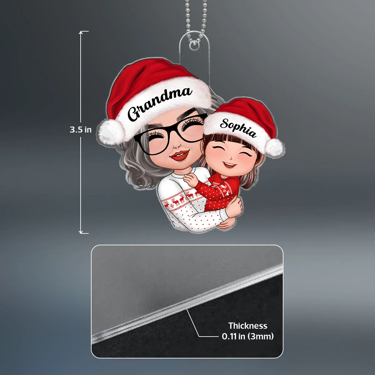 Doll Grandma Mom Hugging Kid Christmas Gift For Granddaughter Grandson - Personalized Ornament - Gift For Granddaughter, Grandson - Image 4