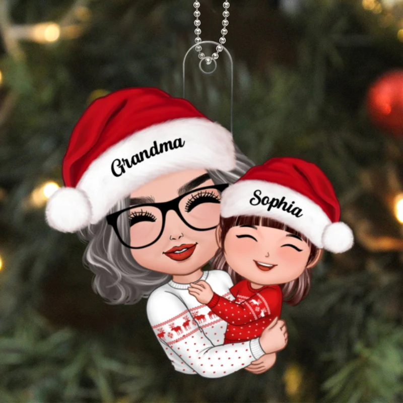 Doll Grandma Mom Hugging Kid Christmas Gift For Granddaughter Grandson - Personalized Ornament - Gift For Granddaughter, Grandson - Image 5