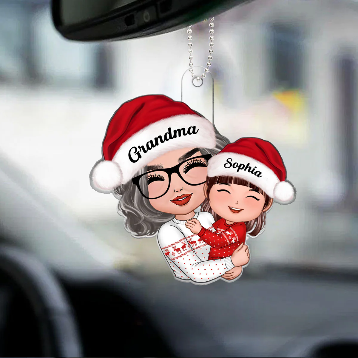 Doll Grandma Mom Hugging Kid Christmas Gift For Granddaughter Grandson Personalized Acrylic Ornament - Image 5
