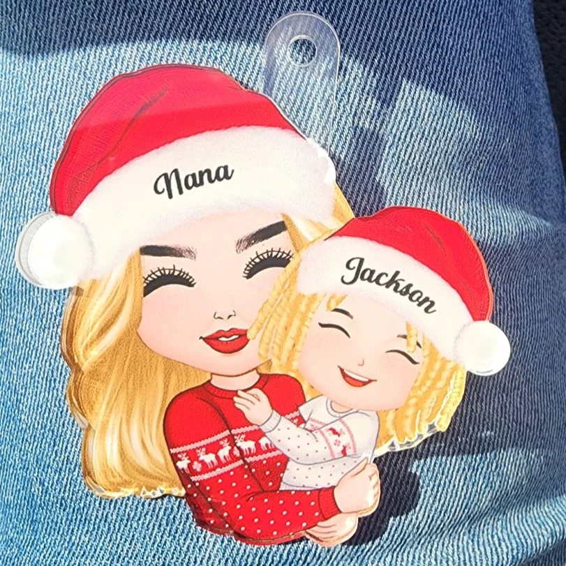 Doll Grandma Mom Hugging Kid Christmas Gift For Granddaughter Grandson Personalized Acrylic Ornament - Image 9