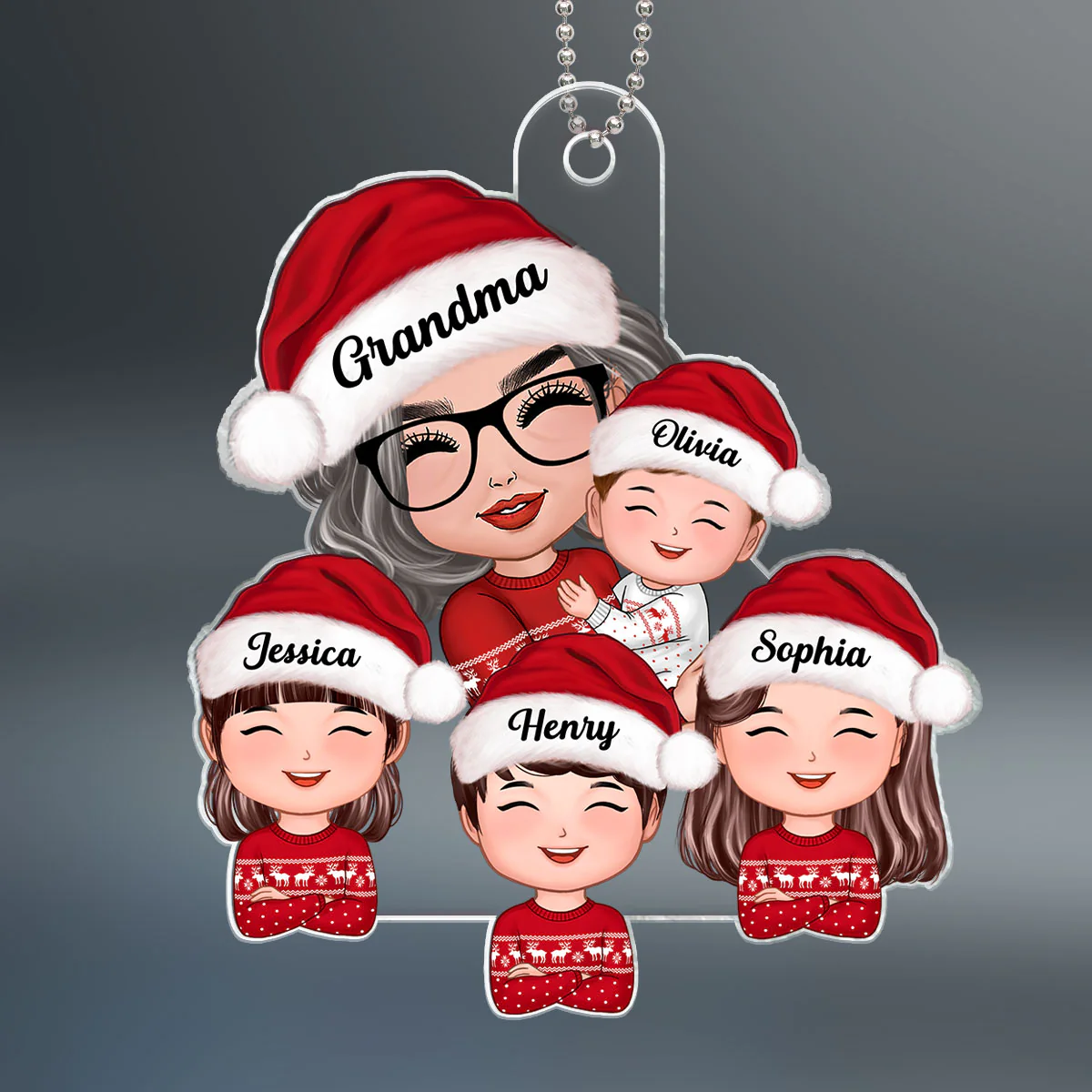 Doll Grandma Mom Hugging Kids Christmas Gift For Grandma Granddaughters Grandsons Personalized Acrylic Ornament - Image 2