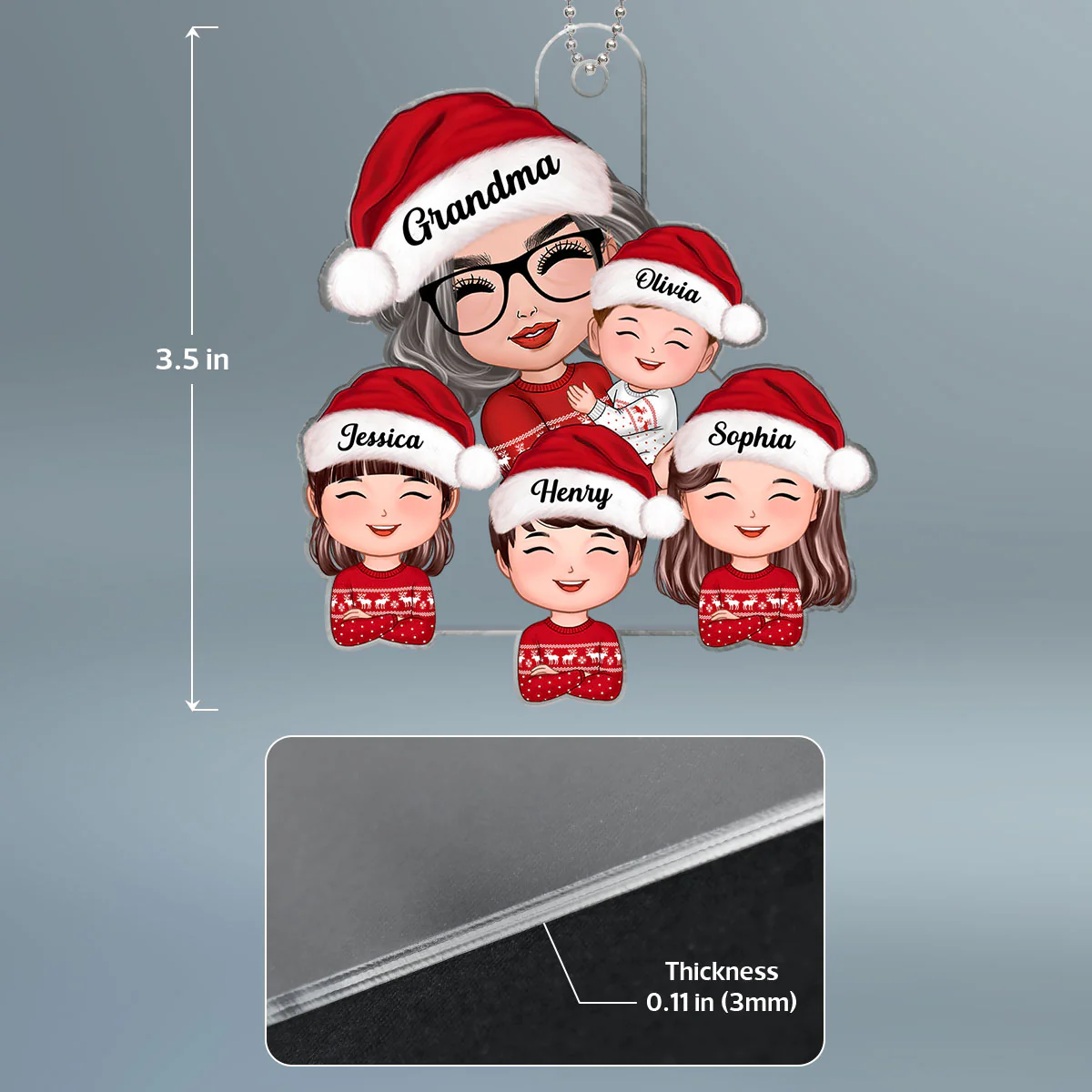 Doll Grandma Mom Hugging Kids Christmas Gift For Grandma Granddaughters Grandsons Personalized Acrylic Ornament - Image 4