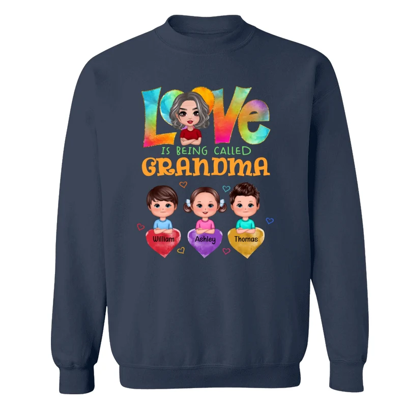 Doll Grandma With Grandkids Colorful Pattern Love Is Being Call Grandma Personalized Shirt - Image 11