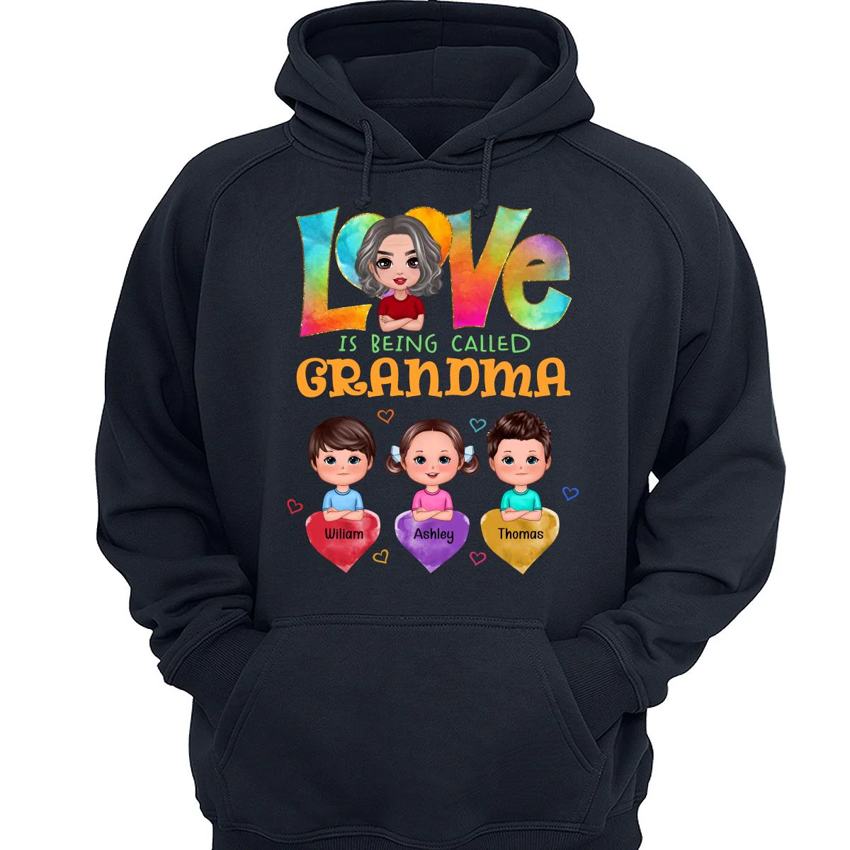 Doll Grandma With Grandkids Colorful Pattern Love Is Being Call Grandma Personalized Shirt - Image 3