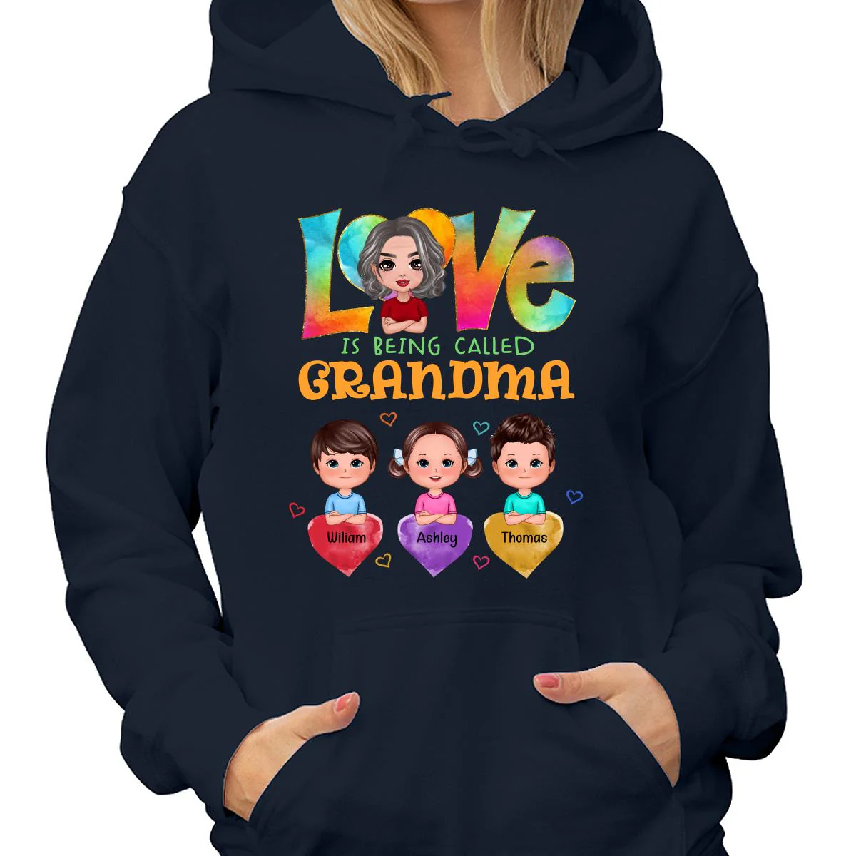 Doll Grandma With Grandkids Colorful Pattern Love Is Being Call Grandma Personalized Shirt - Image 4