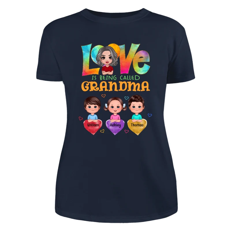 Doll Grandma With Grandkids Colorful Pattern Love Is Being Call Grandma Personalized Shirt - Image 7